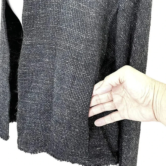 Eileen Fisher Wool Linen Blend Open Front Cardigan Sweater Size M Marled Gray - Picture 5 of 14